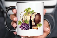 Vintage Grape Wine Bottle and Barrel PNG Clipart Product Image 2