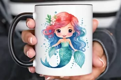 Cute Mermaid Watercolor PNG Clipart Product Image 2