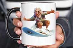 Funny Grandpa Surfing PNG Clipart Product Image 2
