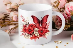 Floral Red Butterfly Couple PNG Clipart Product Image 2