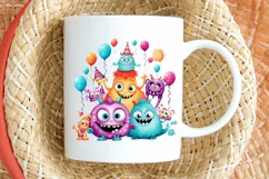 Cute Monsters On Birthday Sublimation PNG Clipart Product Image 2