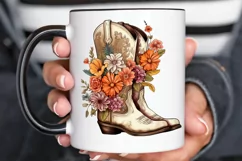 Western Floral Boots Sublimation PNG Clipart Product Image 2