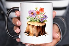 Flower Wooden Stump Watercolor Sublimation PNG Clipart Product Image 2