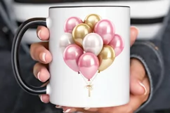 Gold Chrome and Pink Balloons PNG Clipart Product Image 3