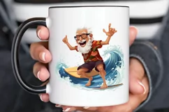 Funny Grandpa Surfing PNG Clipart Product Image 2