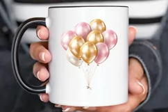 Gold Chrome and Pink Balloons PNG Clipart Product Image 3