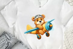 Cute Little Bear Flying On Plane PNG Clipart Product Image 2