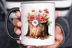Flower Wooden Stump Watercolor Sublimation PNG Clipart Product Image 2