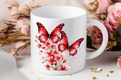Floral Red Butterfly Couple PNG Clipart Product Image 2