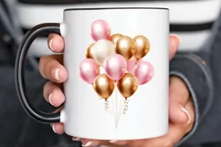 Gold Chrome and Pink Balloons PNG Clipart Product Image 3