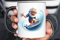 Funny Grandpa Surfing PNG Clipart Product Image 2