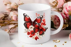 Floral Red Butterfly Couple PNG Clipart Product Image 2