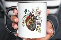 Watercolor Anatomical Floral Heart PNG Clipart Product Image 3