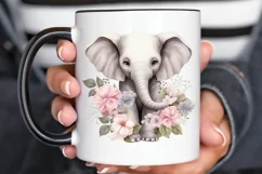Flower Baby Elephant Sublimation PNG Clipart Product Image 2