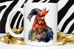 Rooster Pirate Watercolor Sublimation PNG Clipart Product Image 2