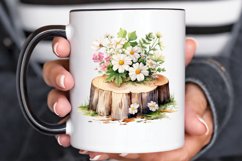 Flower Wooden Stump Watercolor Sublimation PNG Clipart Product Image 2