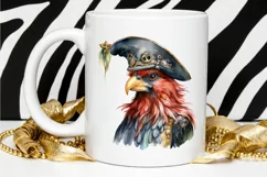 Rooster Pirate Watercolor Sublimation PNG Clipart Product Image 2