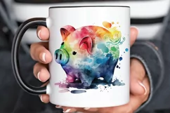 Watercolor Piggy Bank PNG Clipart Product Image 3