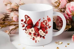 Floral Red Butterfly Couple PNG Clipart Product Image 2