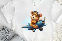 Cute Little Bear Flying On Plane PNG Clipart Product Image 2