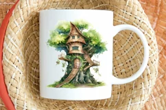 Fairy Tree House Watercolor PNG Clipart Product Image 2