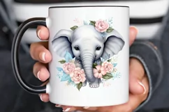 Flower Baby Elephant Sublimation PNG Clipart Product Image 2