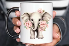 Flower Baby Elephant Sublimation PNG Clipart Product Image 2