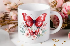 Floral Red Butterfly Couple PNG Clipart Product Image 2