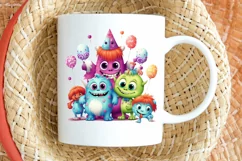 Cute Monsters On Birthday Sublimation PNG Clipart Product Image 2