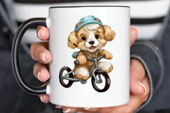 Puppy Riding Bike Sublimation PNG Clipart Product Image 2