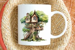 Fairy Tree House Watercolor PNG Clipart Product Image 2