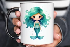 Cute Mermaid Watercolor PNG Clipart Product Image 2
