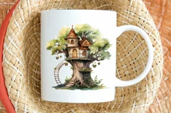 Fairy Tree House Watercolor PNG Clipart Product Image 2