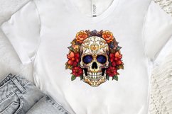 Flower Skull Stained Glass Sublimation PNG Clipart Product Image 2