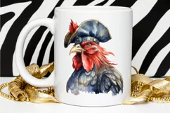 Rooster Pirate Watercolor Sublimation PNG Clipart Product Image 2