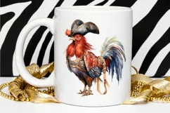 Rooster Pirate Watercolor Sublimation PNG Clipart Product Image 2
