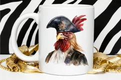 Rooster Pirate Watercolor Sublimation PNG Clipart Product Image 2