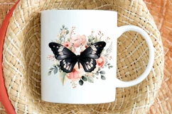Floral Black Butterfly PNG Clipart Product Image 2