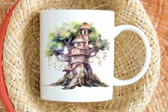 Fairy Tree House Watercolor PNG Clipart Product Image 2