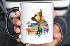 Watercolor Dog and Books PNG Clipart Product Image 3