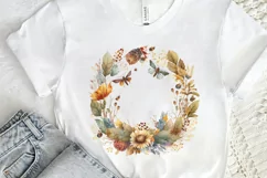Watercolor Floral Wreath Autumn PNG Clipart Product Image 2