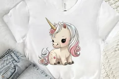 Watercolor Cute Baby Unicorn PNG Clipart Product Image 2