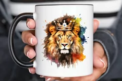 Watercolor King Lion Sublimation PNG Clipart Product Image 2