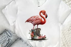 Watercolor Cute Flamingo In Boots PNG Clipart Product Image 2