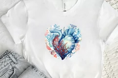 Ocean Heart Watercolor Sublimation PNG Clipart Product Image 2