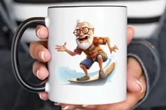 Funny Grandpa Surfing PNG Clipart Product Image 2