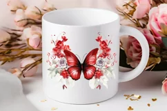 Floral Red Butterfly Couple PNG Clipart Product Image 2