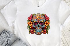Flower Skull Stained Glass Sublimation PNG Clipart Product Image 2