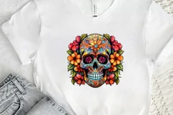 Flower Skull Stained Glass Sublimation PNG Clipart Product Image 2