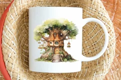Fairy Tree House Watercolor PNG Clipart Product Image 2